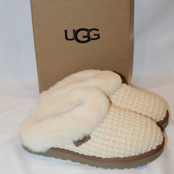 UGG Shoes - NIB UGG WOMEN'S SWEATER KNIT CLOG SLIP ON SHEARLING LINED SLIPPERS NATURAL